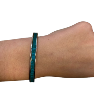 Bracelet Amélia plaqué argent - cuir de carpe turquoise