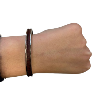 Bracelet Amélia plaqué argent - cuir bordeaux