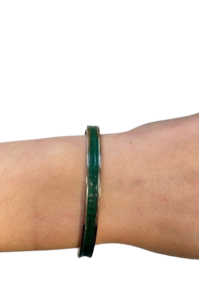 Bracelet Amélia plaqué argent -cuir de carpe vert sapin
