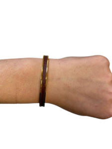 Bracelet Amélia plaqué or Cuir de Carpe de Dombes bordeaux