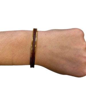 Bracelet Amélia plaqué or Cuir de Carpe de Dombes bordeaux