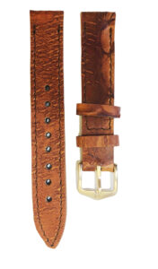 Bracelet de montre en cuir de carpe de Dombes caramel