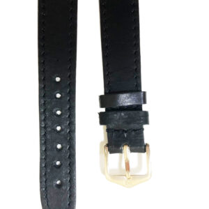 Bracelet de montre Cuir de Carpe de Dombes noir, fermoir doré ou argenté