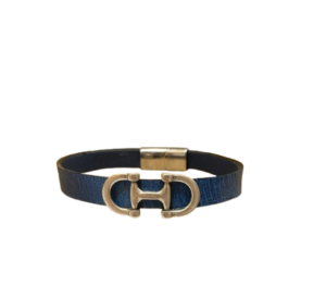 Bracelet Cuir de Carpe de Dombes "mors" – bleu roi
