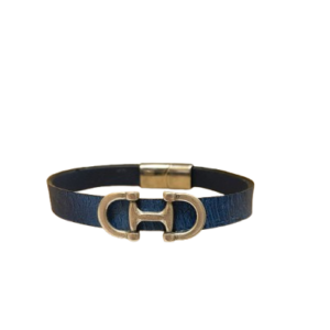 Bracelet Cuir de Carpe de Dombes "mors" – bleu roi