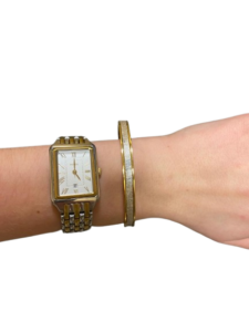 Bracelet Amélia plaqué or- cuir blanc irisé