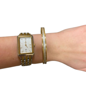 Bracelet Amélia plaqué or- cuir blanc irisé