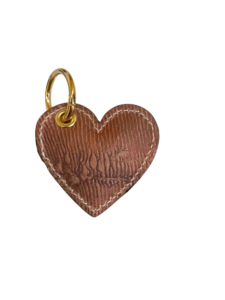 Porte-clé cœur Cuir de Carpe de Dombes - rose bois