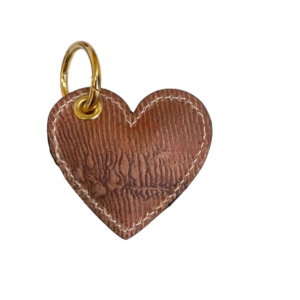 Porte-clé cœur Cuir de Carpe de Dombes - rose bois
