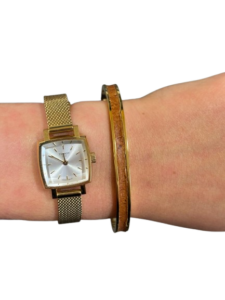 Bracelet Amélia plaqué or- cuir caramel