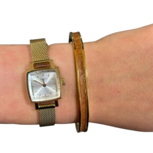 Bracelet Amélia plaqué or- cuir caramel