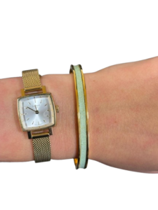 Bracelet Amélia plaqué or- cuir pistache