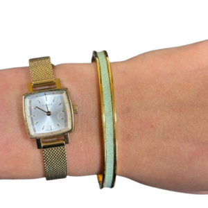 Bracelet Amélia plaqué or- cuir pistache