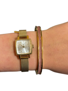 Bracelet Amélia plaqué or- cuir rose bois