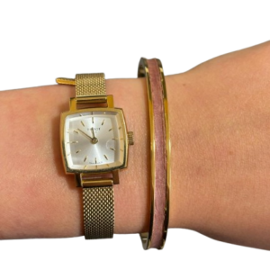 Bracelet Amélia plaqué or- cuir rose bois
