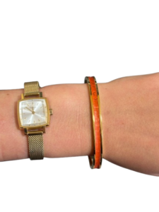 Bracelet Amélia plaqué or- cuir orange