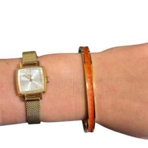 Bracelet Amélia plaqué or- cuir orange