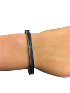 Bracelet Amélia plaqué argent- cuir bleu roi