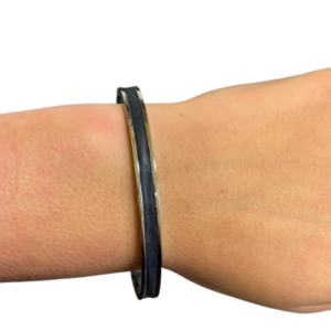 Bracelet Amélia plaqué argent- cuir bleu roi