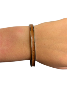 Bracelet Amélia plaqué argent- cuir caramel