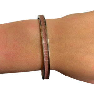 Bracelet Amélia plaqué argent- cuir rose bois