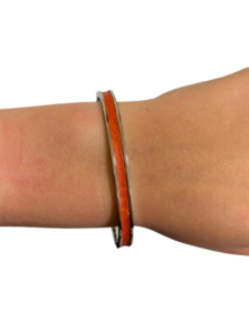 Bracelet Amélia plaqué argent- cuir orange