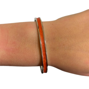Bracelet Amélia plaqué argent- cuir orange