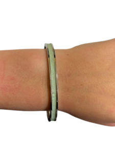 Bracelet Amélia plaqué argent- cuir pistache