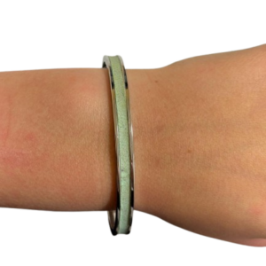 Bracelet Amélia plaqué argent- cuir pistache