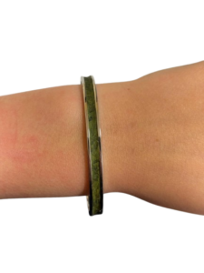 Bracelet Amélia plaqué argent- cuir kaki