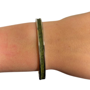 Bracelet Amélia plaqué argent- cuir kaki