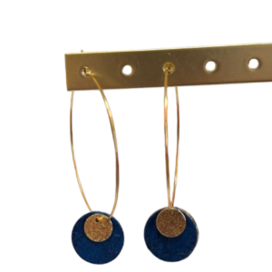 Boucles d'oreilles pendantes dorées- bleu électrique