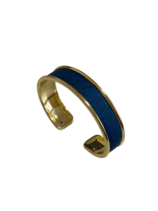 Manchette dorée Cuir de Carpe de Dombes - bleu électrique