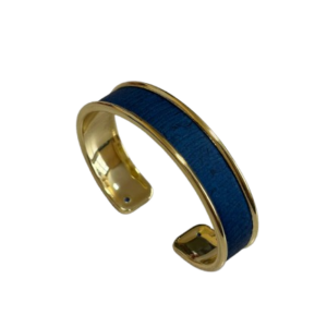 Manchette dorée Cuir de Carpe de Dombes - bleu électrique