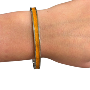 Bracelet Amélia plaqué argent- cuir miel