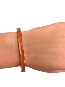 Bracelet Amélia plaqué or- cuir framboise