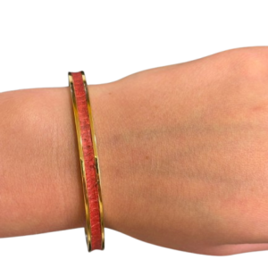Bracelet Amélia plaqué or- cuir framboise