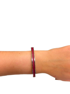 Bracelet Amélia plaqué argent- cuir fuschia