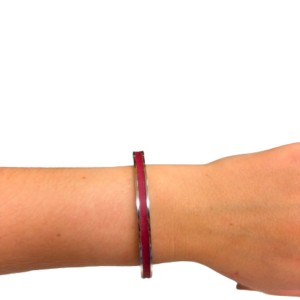 Bracelet Amélia plaqué argent- cuir fuschia