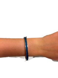 Bracelet Amélia plaqué argent- cuir bleu électrique