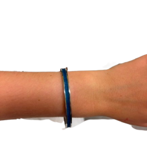Bracelet Amélia plaqué argent- cuir bleu électrique