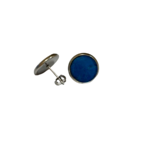 Puces d'oreilles argentées - bleu électrique