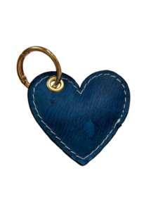 Porte-clé cœur Cuir de Carpe de Dombes - bleu électrique