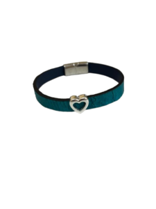 Bracelet Cuir de Carpe de Dombes "coeur" – turquoise